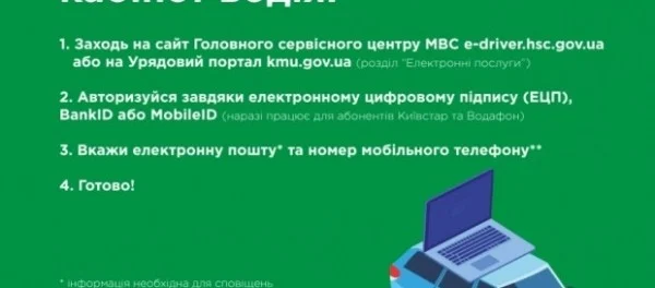 В Украине заработал электронный кабинет водителя